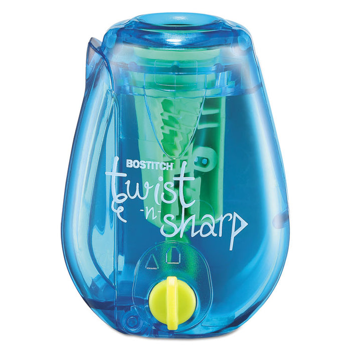 Twist-n-Sharp Pencil Sharpener, One-Hole, 3.5 x 1.25 x 5.5, Randomly Assorted Colors