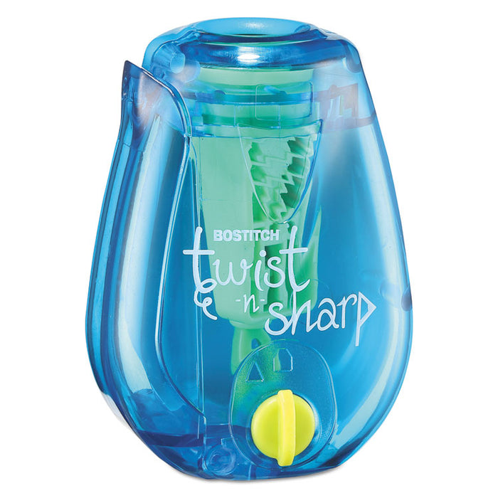 Twist-n-Sharp Pencil Sharpener, One-Hole, 3.5 x 1.25 x 5.5, Randomly Assorted Colors