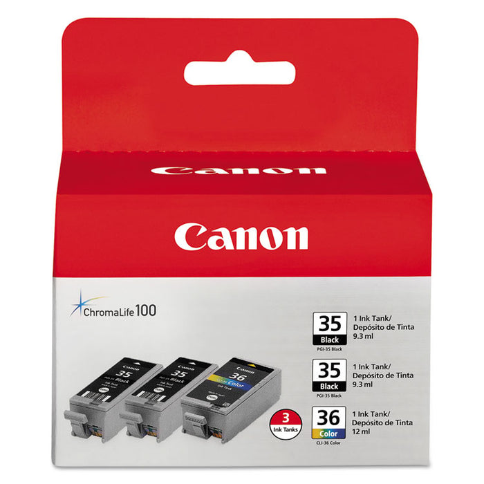 1509B007 (CLI-36) Ink, Black/Tri-Color, 3/Pack