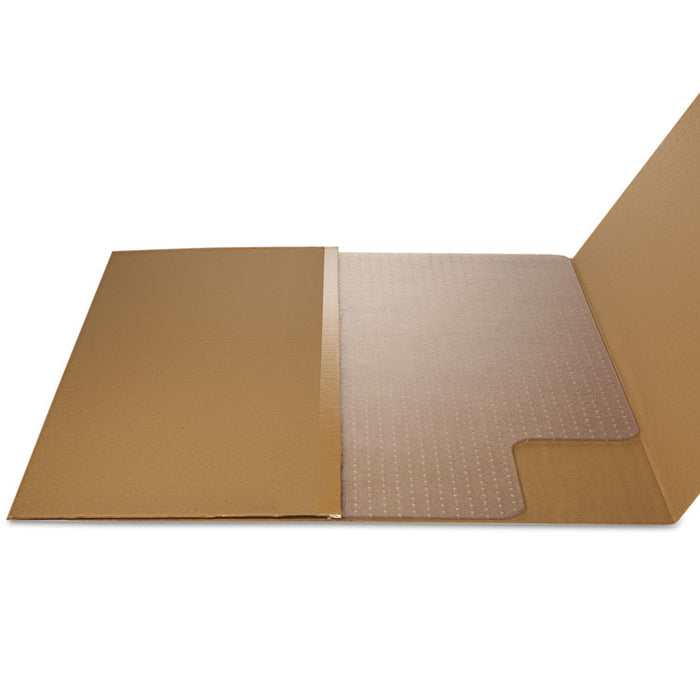 EconoMat Occasional Use Chair Mat for Flat Pile Carpeted Floors, Rectangular with Lip, 36" x 48", Clear, Ships Flat