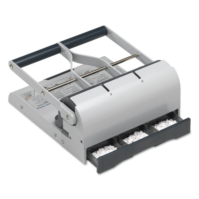 160-Sheet Antimicrobial Protected High-Capacity Adjustable Punch, Two- to Three-Hole, 9/32" Holes, Putty/Gray