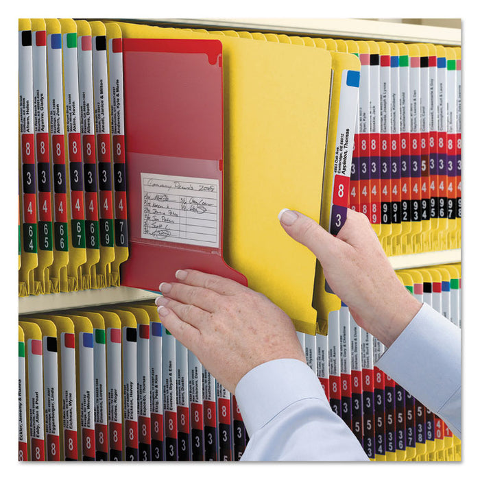 End Tab Pressboard Classification Folders, Expands 2", 2 Dividers, 6 SafeSHIELD Fasteners, Letter Size, Yellow, 10/Box