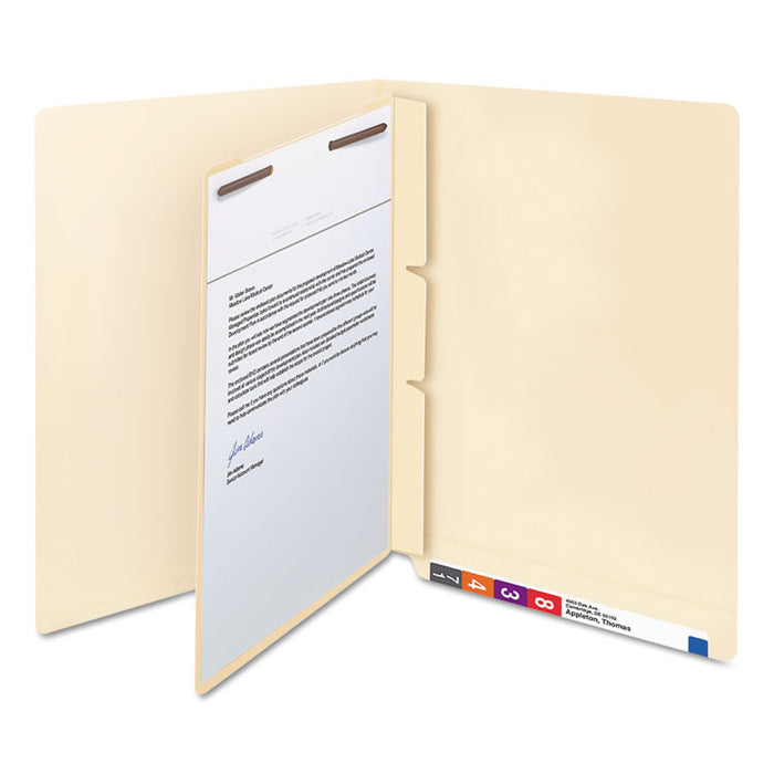Self-Adhesive Folder Dividers for Top/End Tab Folders, 2 Fasteners, Letter Size, Manila, 100/Box
