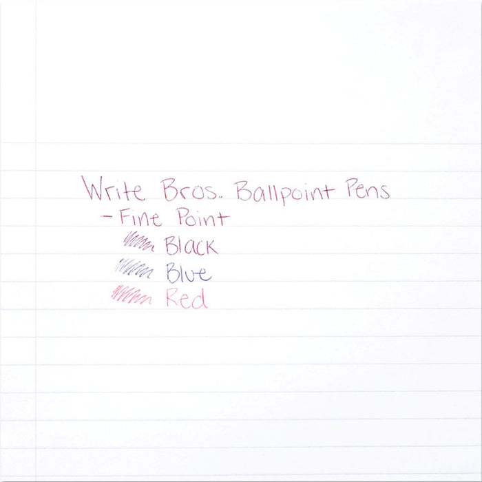 Write Bros. Ballpoint Pen, Stick, Fine 0.8 mm, Blue Ink, Blue Barrel, 12/Pack