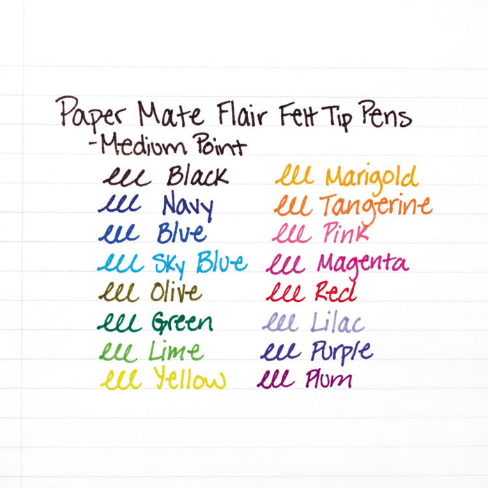 Point Guard Flair Felt Tip Porous Point Pen, Stick, Medium 0.7 mm, Black Ink, Black Barrel, Dozen