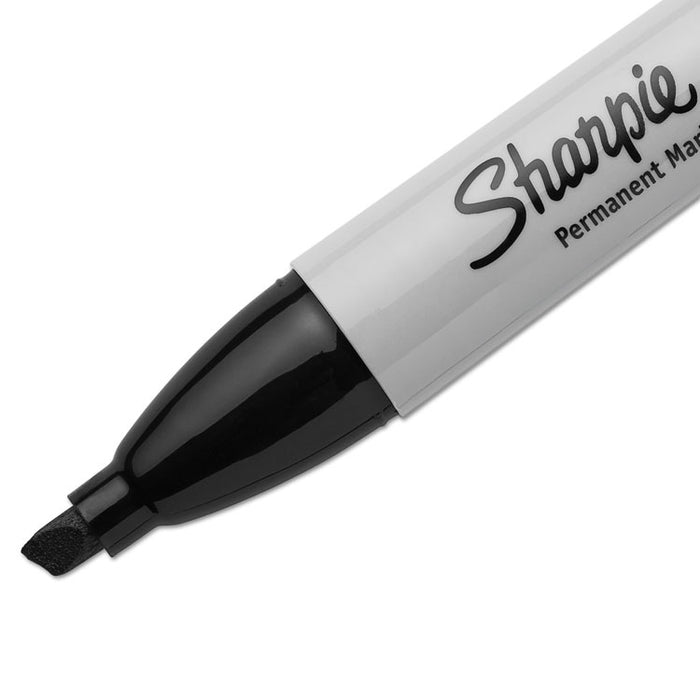 Chisel Tip Permanent Marker, Medium Chisel Tip, Black, 4/Pack