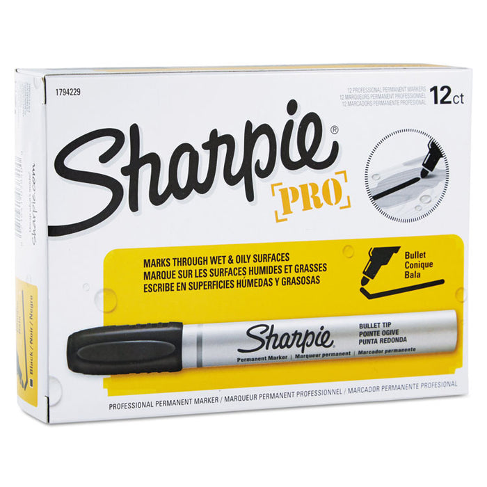Durable Metal Barrel Permanent Marker, Medium Bullet Tip, Black