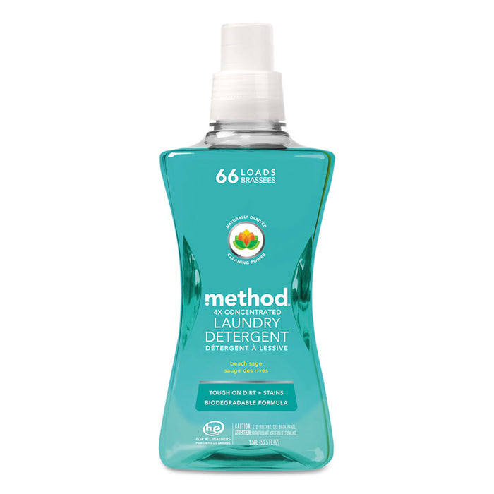 4X Concentrated Laundry Detergent, Beach Sage Scent, 53.5 oz Bottle