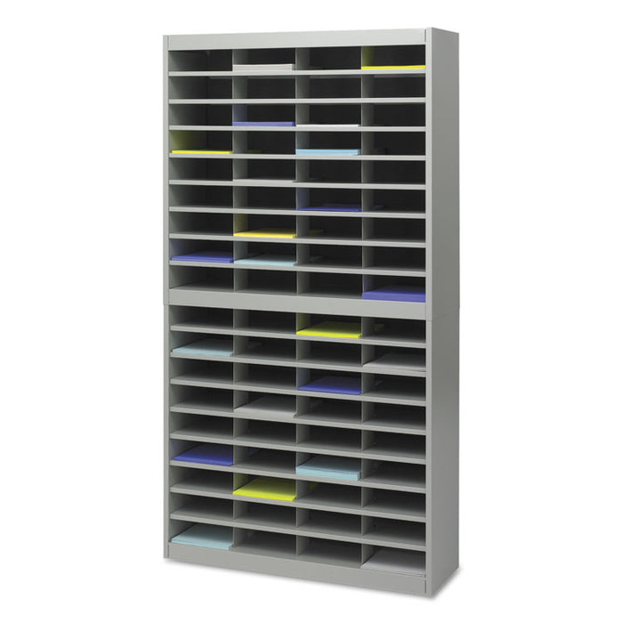 Steel/Fiberboard E-Z Stor Sorter, 72 Compartments, 37.5 x 12.75 x 71, Gray