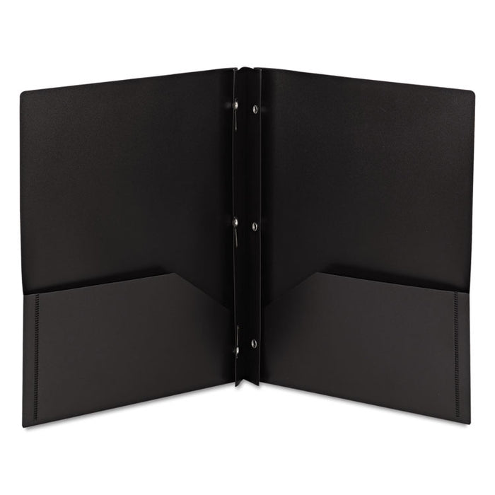 Poly Two-Pocket Folder with Fasteners, Accommodates (180) 11 x 8.5 Sheets, Black, 25/Box