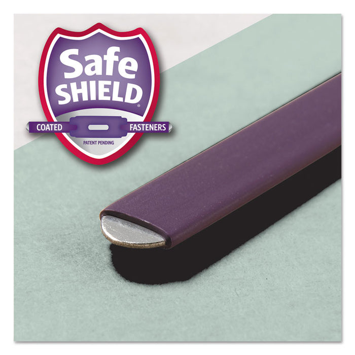 Recycled Pressboard Fastener Folders, 2/5 Tab: R of C, Expands 2", 2 SafeSHIELD Fasteners, Letter Size, Gray-Green, 25/Box