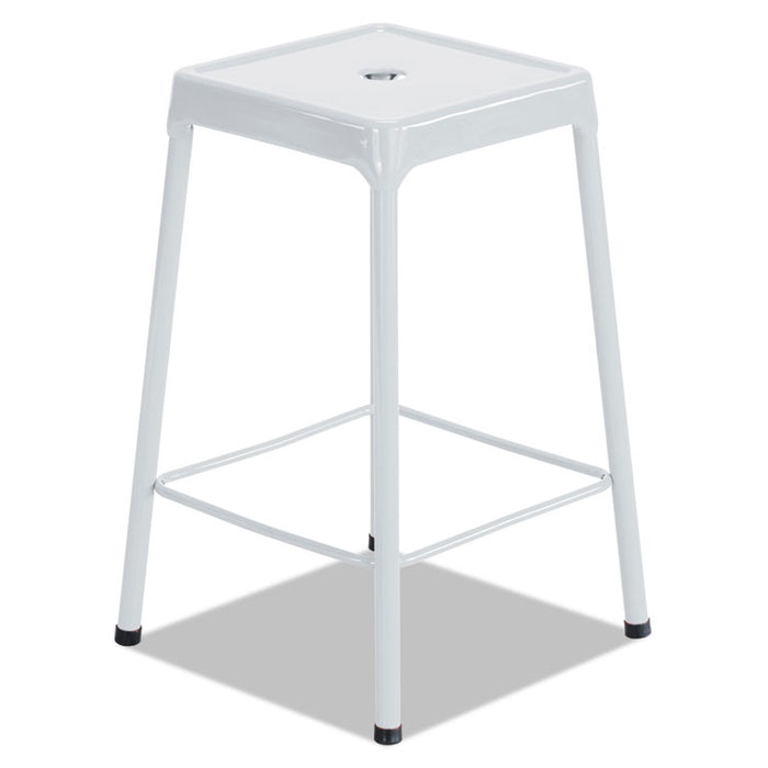 Bar-Height Steel Stool, Backless, Supports Up to 250 lb, 29" Seat Height, White