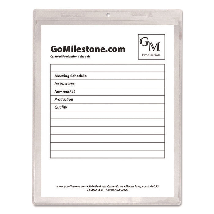 Clear Vinyl Shop Ticket Holders, Super Heavy-Duty, Top Load 9 x 12 Insert, Clear Front, 50/Box
