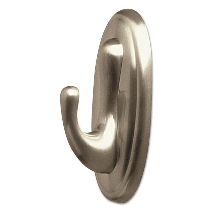 Medium Traditional Decorative Hooks, Metal, Brushed Nickel, Supports 3 lb