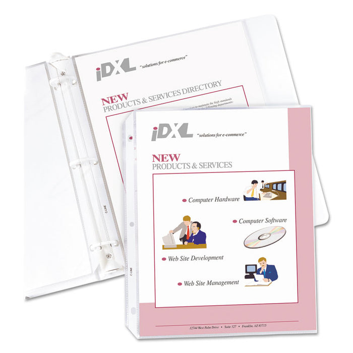 Polypropylene Sheet Protectors, Heavy-Duty, Side: 3-Hole Punched, Top Load 8.5 x 11 Insert, Nonglare Clear Front, 50/Box