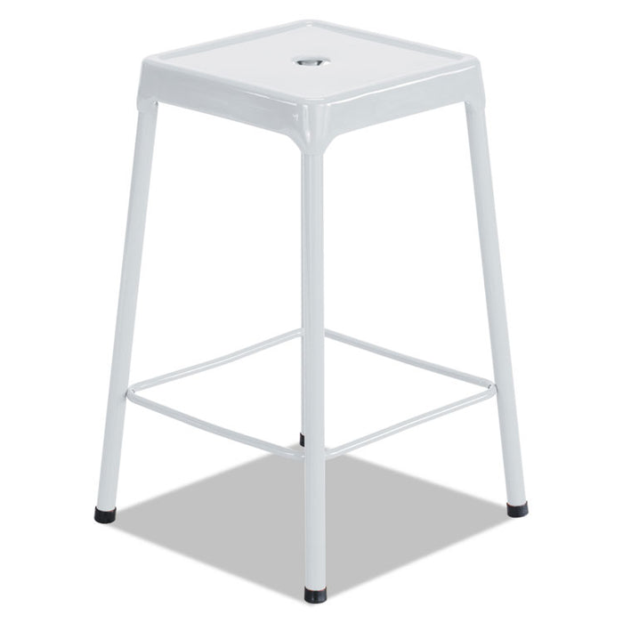 Counter-Height Steel Stool, Backless, Supports Up to 250 lb, 25" Seat Height, White