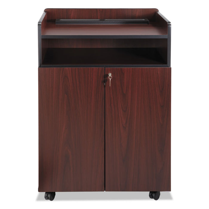 Executive Mobile Presentation Stand, 29.5 x 20.5 x 40.75, Mahogany