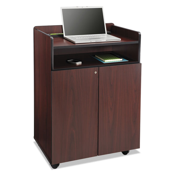 Executive Mobile Presentation Stand, 29.5 x 20.5 x 40.75, Mahogany