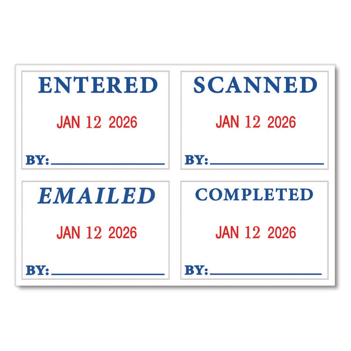 4 in 1 e-Message Dater, 0.94 x 1.75, COMPLETED/EMAILED/ENTERED/SCANNED
