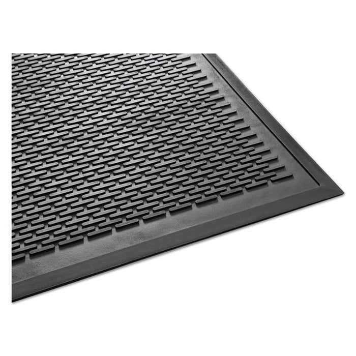 Clean Step Outdoor Rubber Scraper Mat, Black Ribbon Ribbed Polypropylene Surface, 36" x 60"