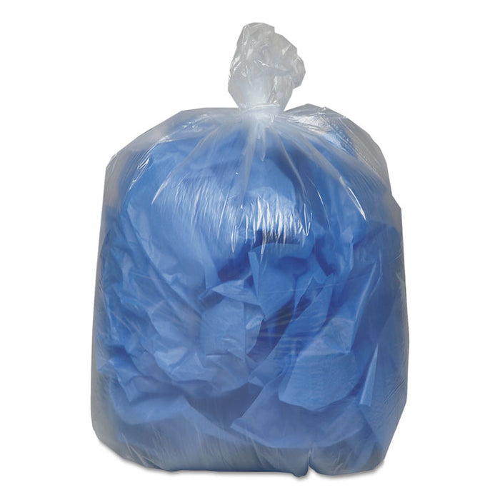 Linear Low Density Clear Recycled Can Liners, 33 gal, 1.25 mil, 33" x 39", Clear, 10 Bags/Roll, 10 Rolls/Carton