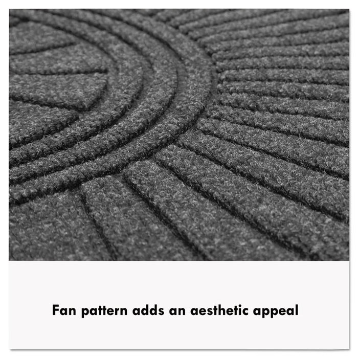 EcoGuard Diamond Floor Mats, Rectangular with Single Fan, Charcoal Gray Carpeted Surface, 72" x 36"