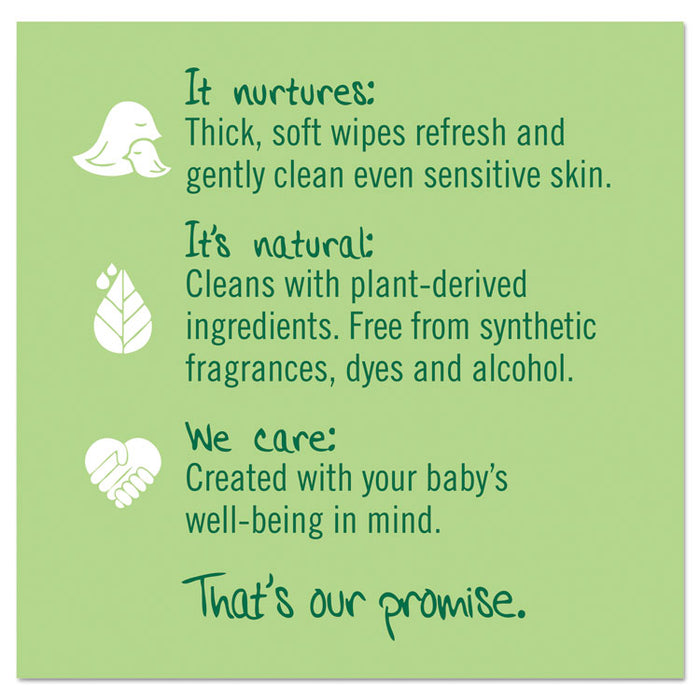 Free and Clear Baby Wipes, 7 x 7, Unscented, White, 64/Flip Top Pack, 12 Packs/Carton