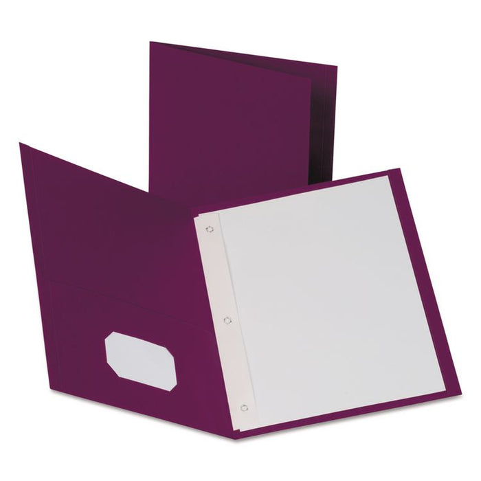 Twin-Pocket Folder with Prong Fasteners, Accommodates (135) 11 x 8.5 Sheets, Burgundy, 25/Box