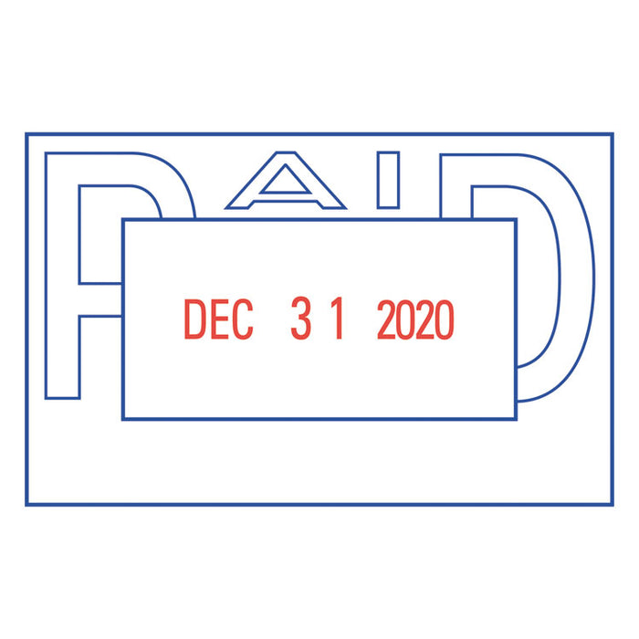 VersaDater Message Dater, 2.13 x 1.31, PAID, Blue/Red