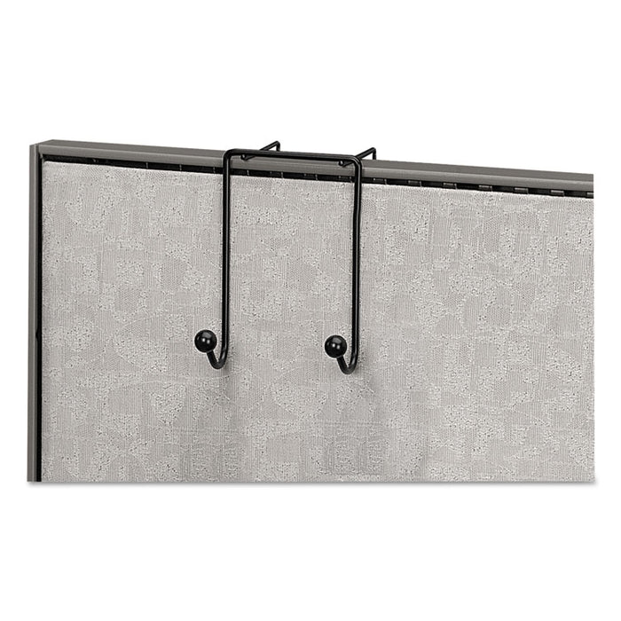 Partition Additions Wire Double-Garment Hook, 4 x 5.13 x 6, Over-the Panel Mount,  Black