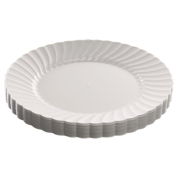 Classicware Plastic Dinnerware, Plates, 9" dia, White, 12/Bag, 15 Bags/Carton