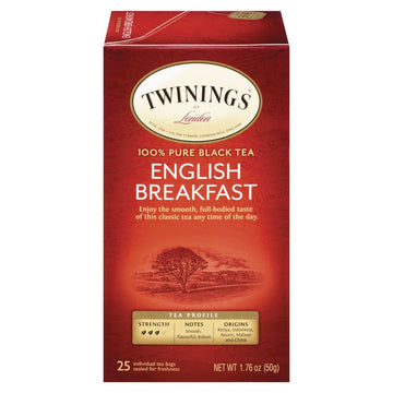 Tea Bags, English Breakfast, 1.76 oz Filterbag, 25/Box
