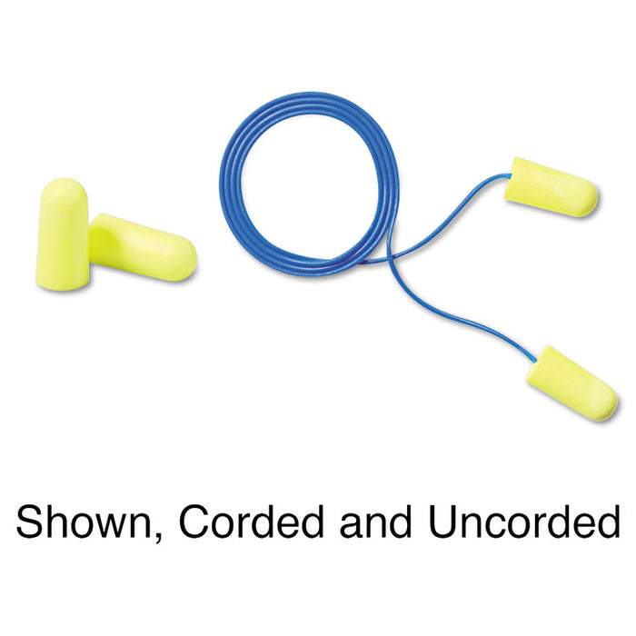E-A-Rsoft Yellow Neons Soft Foam Earplugs, Corded, 33 dB NRR, One Size Fits Most, Yellow Bullet Plugs, 200 Pairs/Box