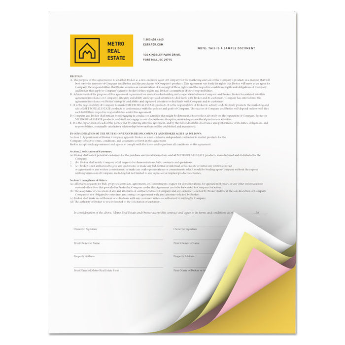 Vitality Multipurpose Carbonless 4-Part Paper, 8.5 x 11, Goldenrod/Pink/Canary/White, 5,000/Carton