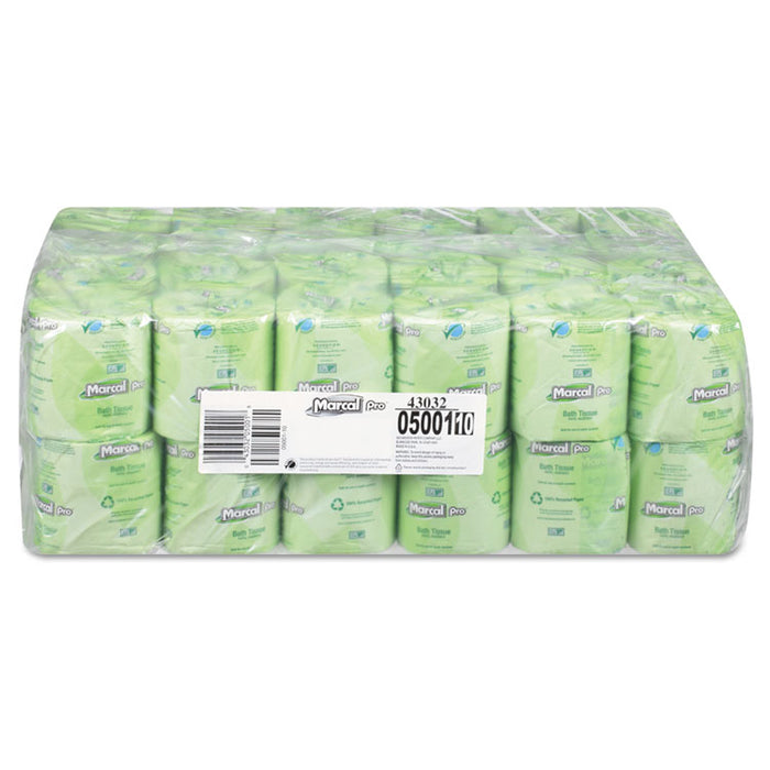 100% Recycled Two-Ply Bath Tissue, Septic Safe, White, 500 Sheets/Roll, 48 Rolls/Carton