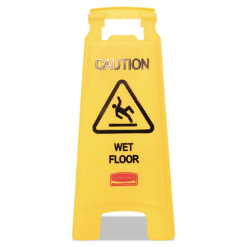 "Caution Wet Floor"Caution Wet Floor" Sign, 11 x 12 x 25, Bright Yellow Sign, 11 x 12 x 25, Yellow, 6/Carton