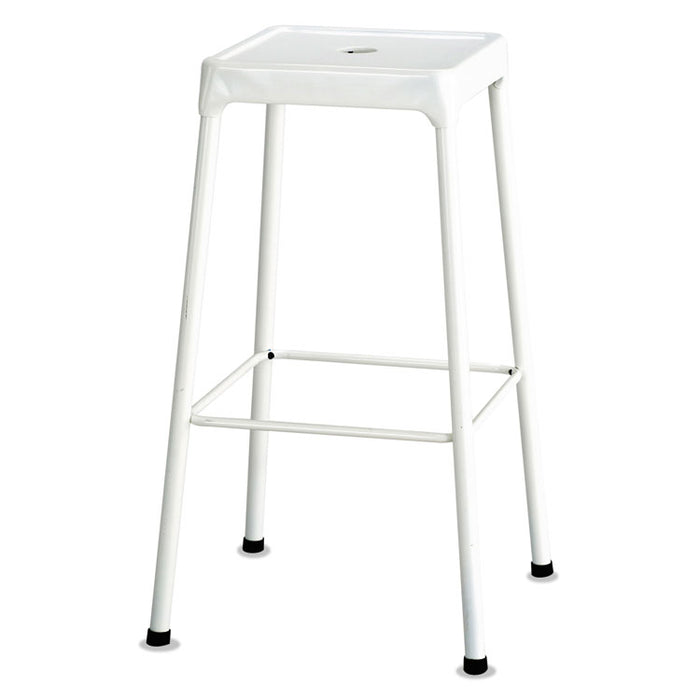 Bar-Height Steel Stool, Backless, Supports Up to 250 lb, 29" Seat Height, White