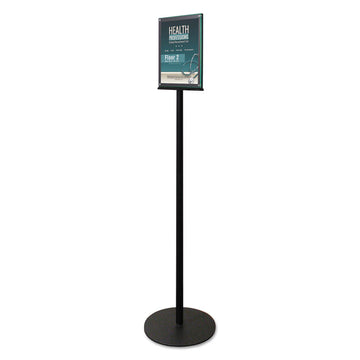 Double-Sided Magnetic Sign Display, 8.5 x 11 Insert, 56" Tall, Clear/Black