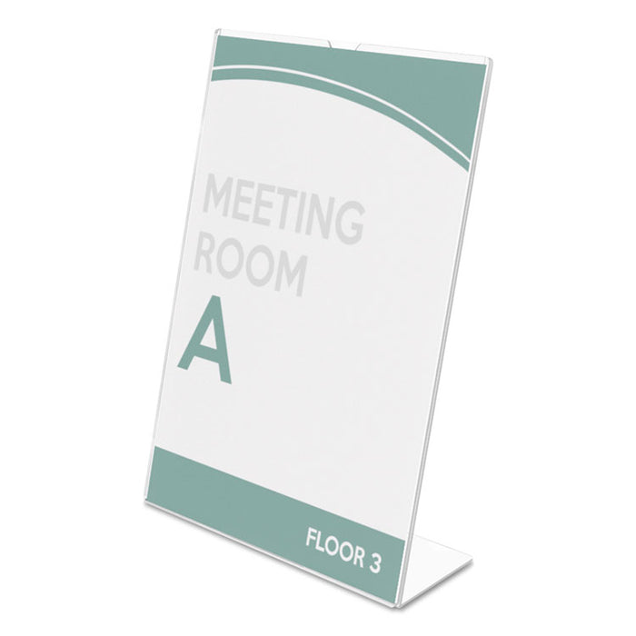 Superior Image Slanted Sign Holder, Top Loading, Portrait, 8.5 x 11 Insert, Clear
