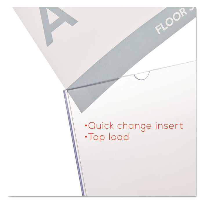 Superior Image Slanted Sign Holder, Portrait, 5 x 7 Insert, Clear