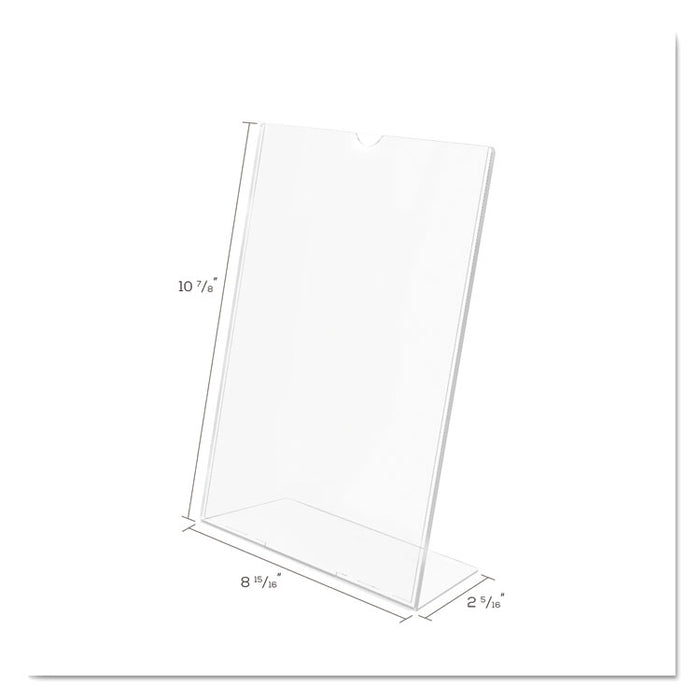 Superior Image Slanted Sign Holder, Top Loading, Portrait, 8.5 x 11 Insert, Clear