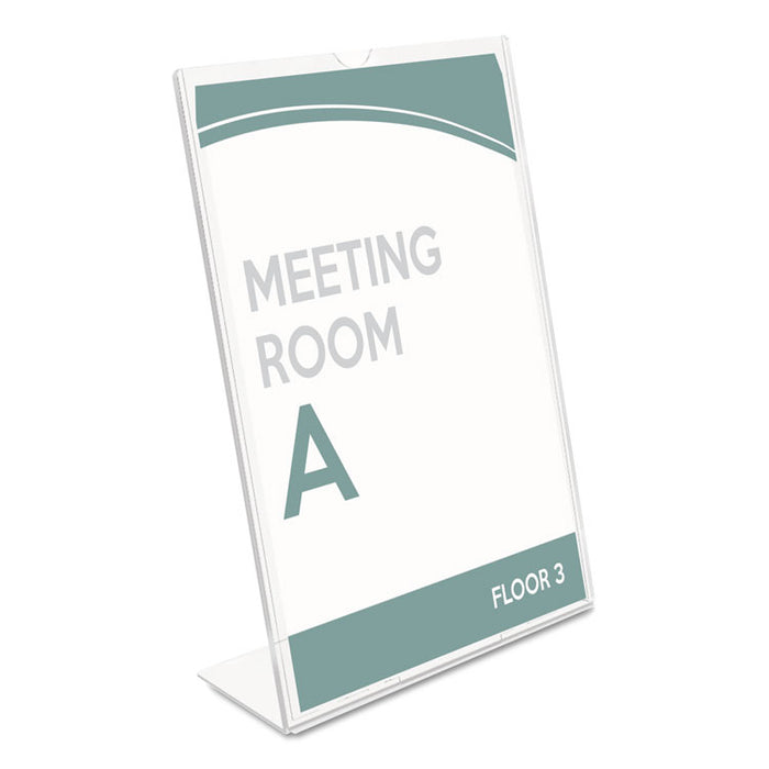 Superior Image Slanted Sign Holder, Top Loading, Portrait, 8.5 x 11 Insert, Clear