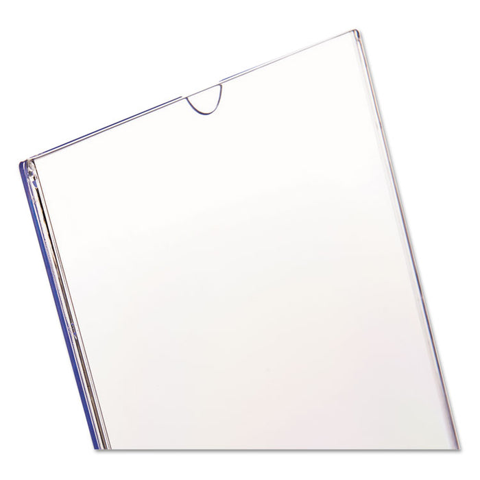 Superior Image Slanted Sign Holder, Top Loading, Portrait, 8.5 x 11 Insert, Clear