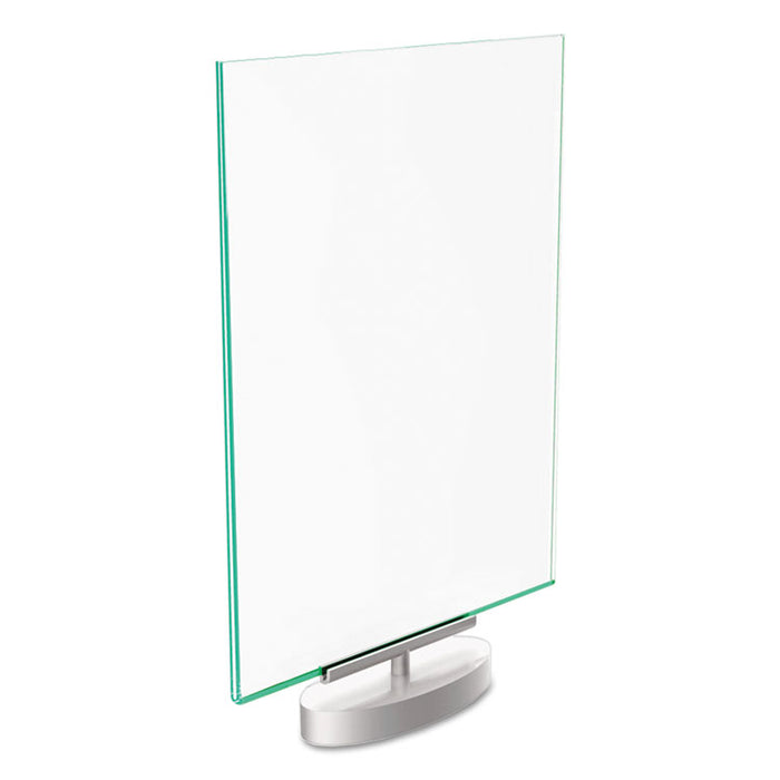 Superior Image Swivel Sign Holder w/Green Edge, 8.5 x 11 Insert, Silver Base