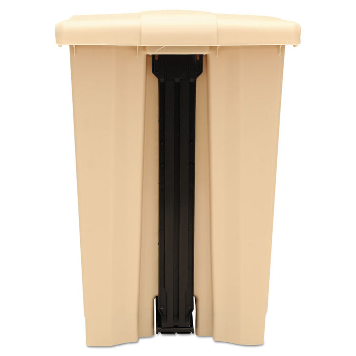 Indoor Utility Step-On Waste Container, 12 gal, Plastic, Beige