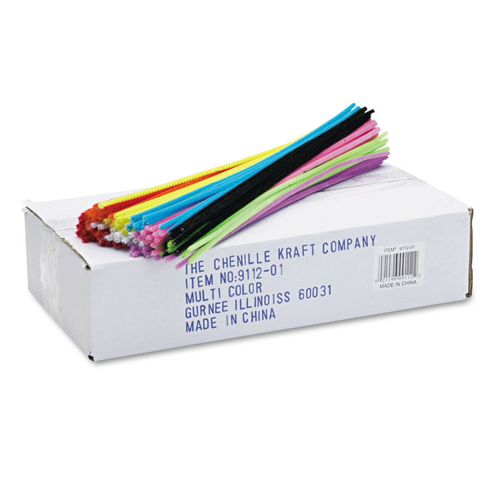 Regular Stems, 12" x 4 mm, Metal Wire/Polyester, Assorted Colors, 1,000/Box