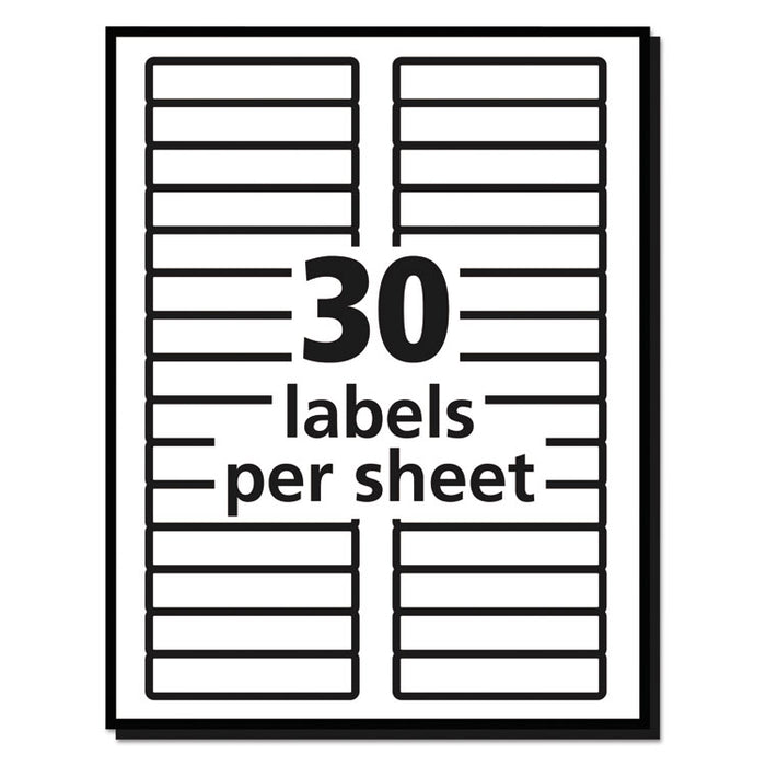 Permanent TrueBlock File Folder Labels with Sure-Feed Technology, 0.66 x 3.44, White, 30/Sheet, 50 Sheets/Box