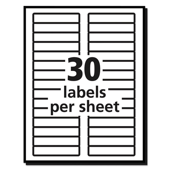 Removable File Folder Label with Sure-Feed Technology, 0.66 x 3.44, White, 30/Sheet, 25 Sheets/Pack