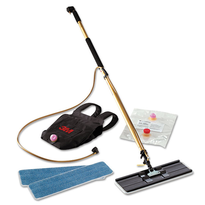 Easy Shine Applicator Kit, 18" White Microfiber Head, 43" to 63" Gold/Black Aluminum Handle