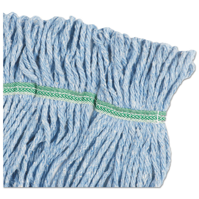 Super Loop Wet Mop Head, Cotton/Synthetic Fiber, 5" Headband, Medium Size, Blue, 12/Carton